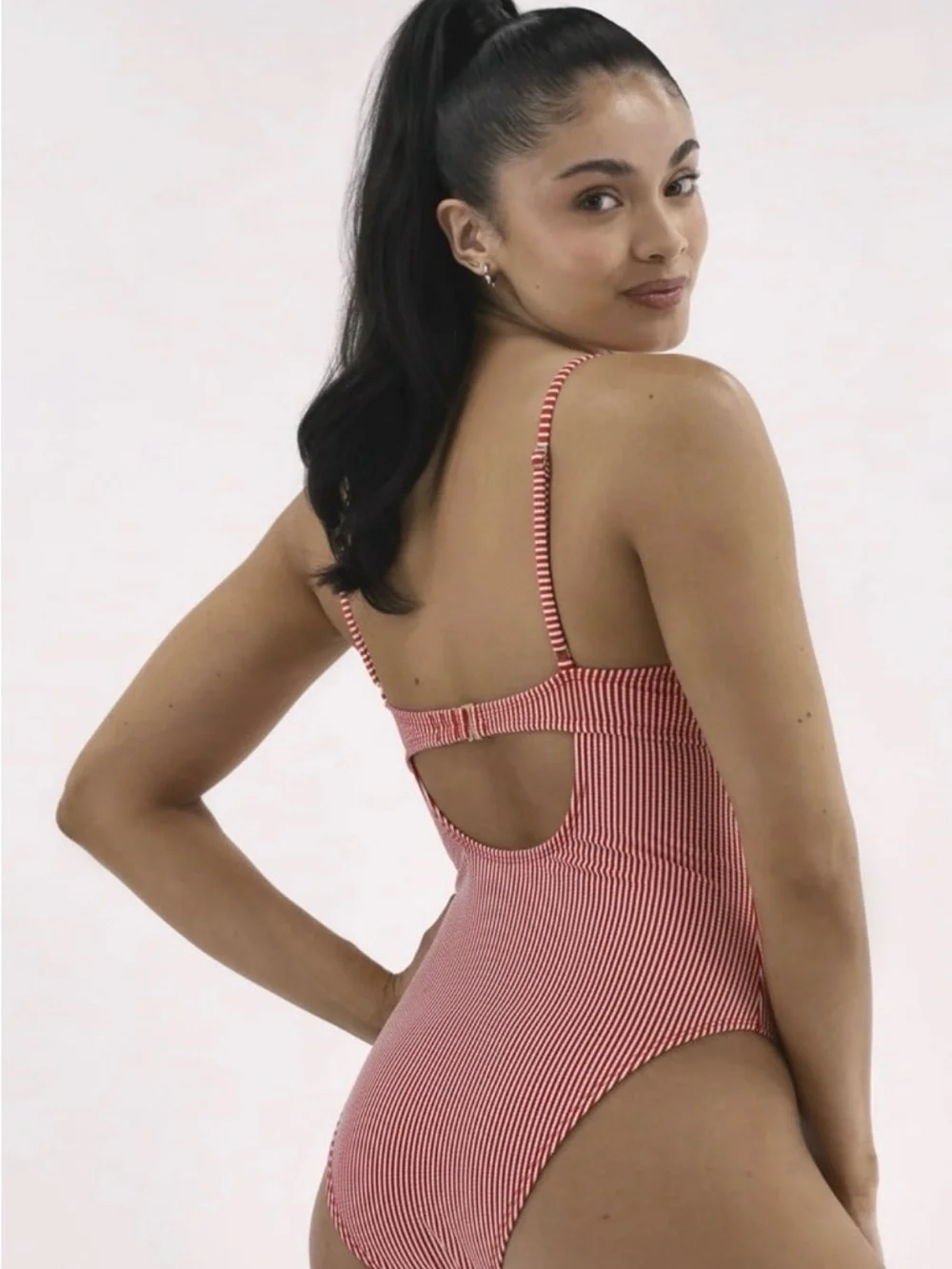 No Boundaries Red and White Striped One-Piece Swim - Picture 4 of 7